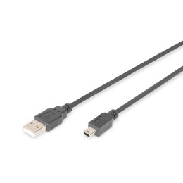 Kabel USB DIGITUS 2.0 A/M - mini B/M, 1,8m czarny