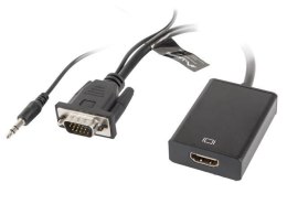 Kabel adapter Lanberg VGA (M) + Audio -> HDMI (F) 0,2m czarny
