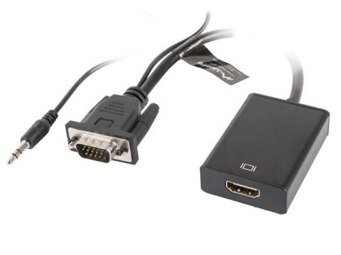 Kabel adapter Lanberg VGA (M) + Audio -> HDMI (F) 0,2m czarny