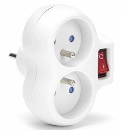 Rozgałęźnik sieciowy MONTIS MT148-WH podwójny z wyłącznikiem biały