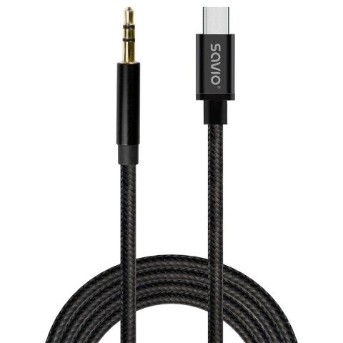 Kabel adapter Savio CL-187 USB-C do Mini Jack 3.5mm 1m