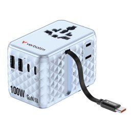 Adapter podróżny Verbatim Charge 'n' Travel GaN III globalny 1xUSB-C PD 3.0 QC 4+ 100W, 2xUSB-C 15W, 1xUSB-A 12W niebieski