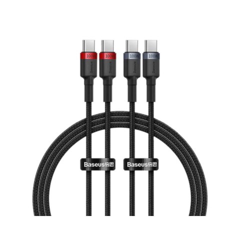 Kabel przewód USB-C PD 2.0 1m Baseus Cafule P10318306003-00 5A z obsługą szybkiego ładowania 100W - 2 sztuki