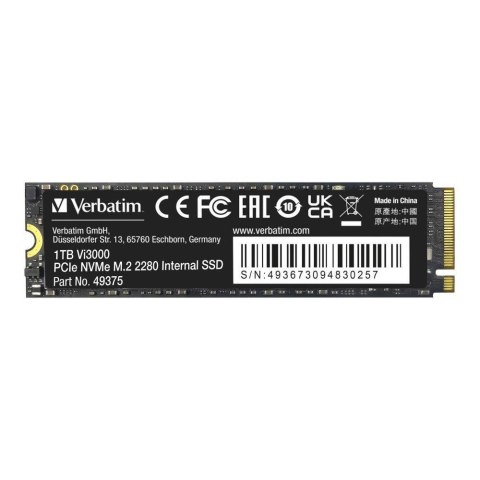 Dysk SSD Verbatim Vi3000 1TB M.2 2280 PCIe Gen3 NVME (3300/3000 MB/s)