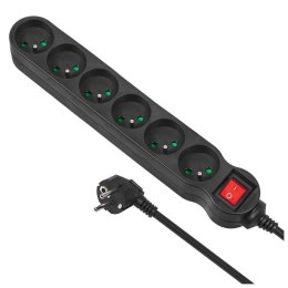 Listwa zasilająca przedłużacz Maclean MCE188 6 gniazd z wyłącznikiem czarna 5m 2300W