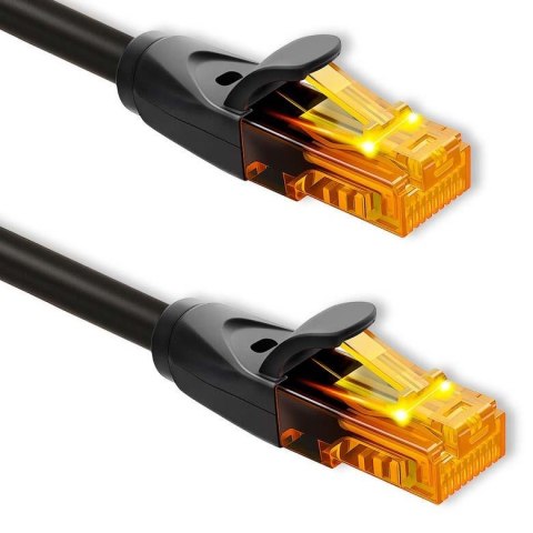 Kabel Patchcord Qoltec UTP | CAT6 | 2 x RJ-45 | High speed 1Gb/s | Pozłacane styki | 15m | Czarny