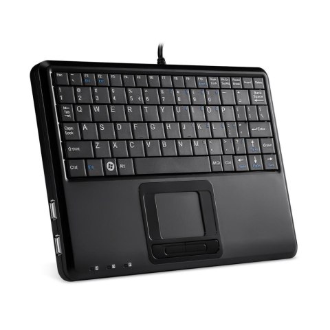 Klawiatura przewodowa Perixx PERIBOARD-510 H, touchpad, 2x hub USB, czarna