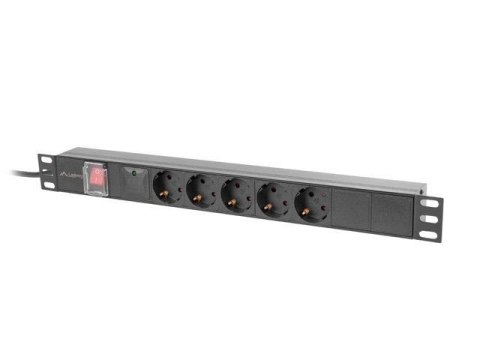 Listwa zasilająca Lanberg Rack PDU 19" 1U 16A 5x 230V Schuko 2m Czarna