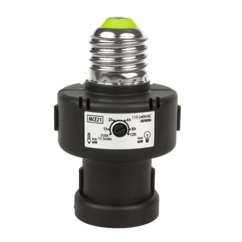 Oprawa żarówki E27 Maclean MCE21 B z czujnikiem zmierzchu oraz timerem 100W