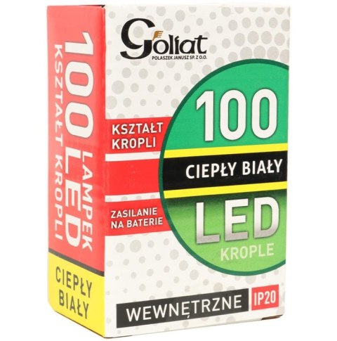 Biały Girlanda Świąteczna z 100 LED Łezkami, na Baterie, Energooszczędna, na Drucie do Formowania