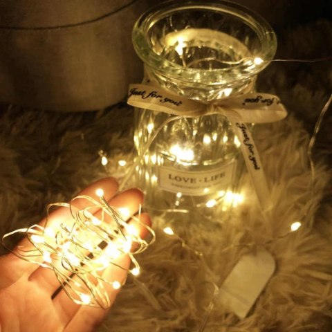 Biały Girlanda Świąteczna z 100 LED Łezkami, na Baterie, Energooszczędna, na Drucie do Formowania
