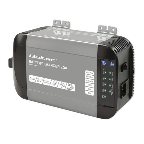Ładowarka inteligentna Qoltec Monolith do akumulatorów LiFePO4 AGM GEL SLA | 20A | 12V