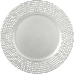 Podtalerz Dekoracyjny Srebrny Kwadraciki 33cm - Element Stolowego Nakrycia na Uroczystości i Święta