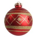 Elegancki Zestaw 4 Czerwonych, Dekorowanych Bombek Szklanych o Wielkości 10 cm