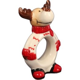 RENIFER CERAMICZNY FIGURKA ŚWIĄTECZNA SERWETNIK 10 CM styl skandynawski