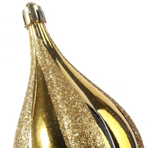 Zestaw 4 Plastikowych Bombek Bożonarodzeniowych z Brokatem, Złote, 13 cm