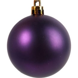 Zestaw 6 Eleganckich Bombek Bożonarodzeniowych Fioletowych, Plastikowych 7 cm