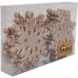 Komplet 6 śnieżynek brokatowych złotych