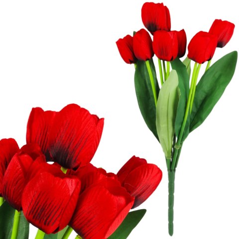 Bukiet 9 TULIPANÓW w kolorze CZERWONYM 40 cm