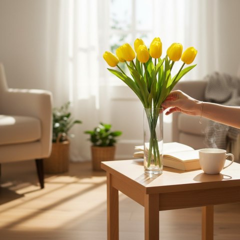 Bukiet 9 TULIPANÓW w kolorze ŻÓŁTYM 40 cm