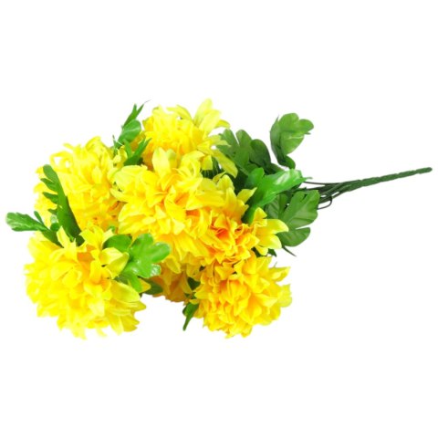 BUKIET 12 Sztucznych Chryzantem - Dekoracja na Wszystkich Świętych, 44 cm KOLOR ŻÓŁTY