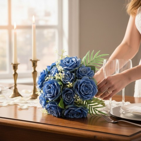 ELEGANCKI BUKIET 10 RÓŻ DO WAZONU 30 CM FIOLETOWY
