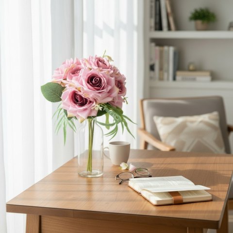 ELEGANCKI BUKIET 10 RÓŻ DO WAZONU 30 CM FIOLETOWY