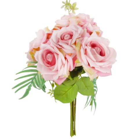 ELEGANCKI BUKIET 10 RÓŻ DO WAZONU 30 CM JASNO-RÓŻOWY