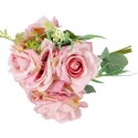 ELEGANCKI BUKIET 10 RÓŻ DO WAZONU 30 CM JASNO-RÓŻOWY