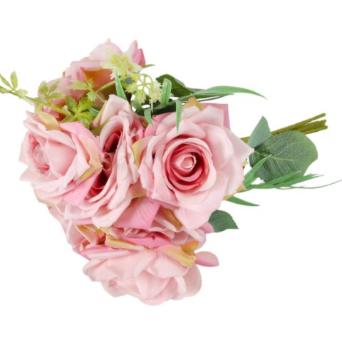 ELEGANCKI BUKIET 10 RÓŻ DO WAZONU 30 CM JASNO-RÓŻOWY
