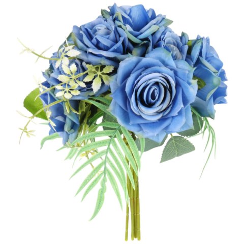 ELEGANCKI BUKIET 10 RÓŻ DO WAZONU 30 CM NIEBIESKI