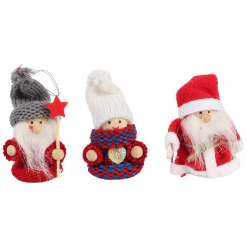 FIGURKI ŚWIĄTECZNE ZAWIESZKI 3 SZTUKI na CHOINKĘ 7.5 CM OZDOBA PREZENT