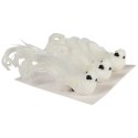 Komplet 3 Srebrnych Ptaków z Brokatem na Klamrach, 16 cm