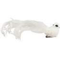 Komplet 3 Srebrnych Ptaków z Brokatem na Klamrach, 16 cm