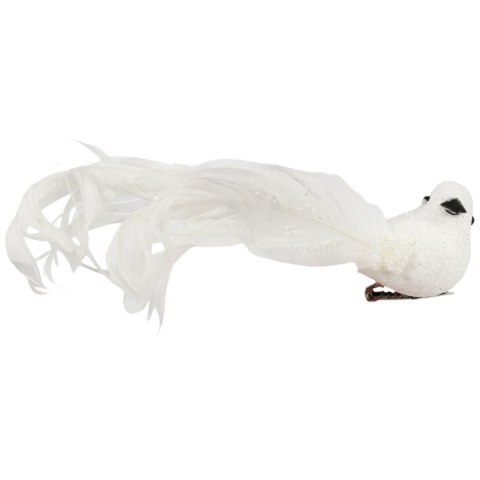 Komplet 3 Srebrnych Ptaków z Brokatem na Klamrach, 16 cm