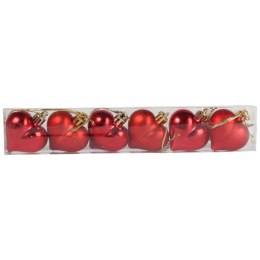 Komplet 6 bombek plastikowych SERCA 4.5 cm CZERWONE