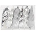 Komplet 6 bombek plastikowych SOPLE 14 cm SREBRNE