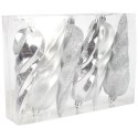 Komplet 6 bombek plastikowych SOPLE 14 cm SREBRNE