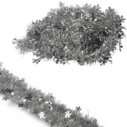Łańcuch choinkowy ZE ŚNIEŻYNKAMI średnica 7 cm, długość 3 m KOLOR SREBRNY