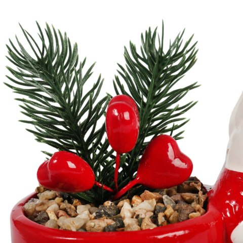 Ceramiczna ozdoba świąteczna Mikołaj z sukulentem w wazonie