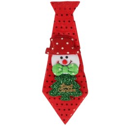 Czerwony Krawat Świąteczny z Motywem Bałwana 23 cm