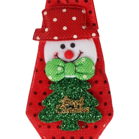 Czerwony Krawat Świąteczny z Motywem Bałwana 23 cm