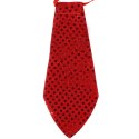 Czerwony Krawat Świąteczny z Motywem Misia 23 cm