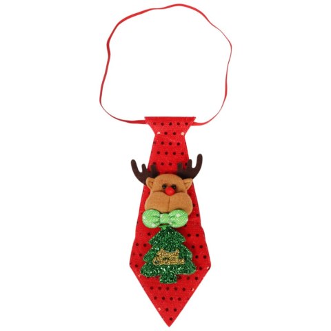 Czerwony Krawat Świąteczny z Motywem Renifera 23 cm