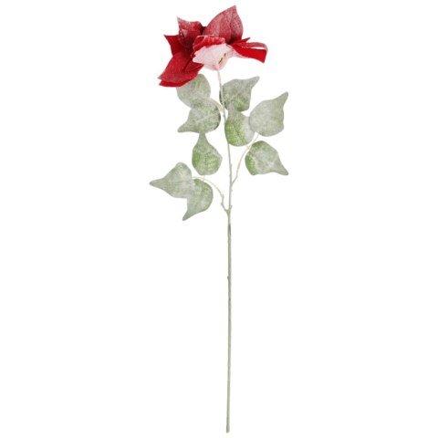 GAŁĄZKA ELEGANCKIEJ WELUROWEJ POINSECJI GWIAZDA BETLEJEMSKA OŚNIEŻONA 80 cm KOLOR BORDOWY