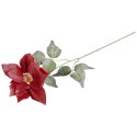 GAŁĄZKA ELEGANCKIEJ WELUROWEJ POINSECJI GWIAZDA BETLEJEMSKA OŚNIEŻONA 80 cm KOLOR BORDOWY