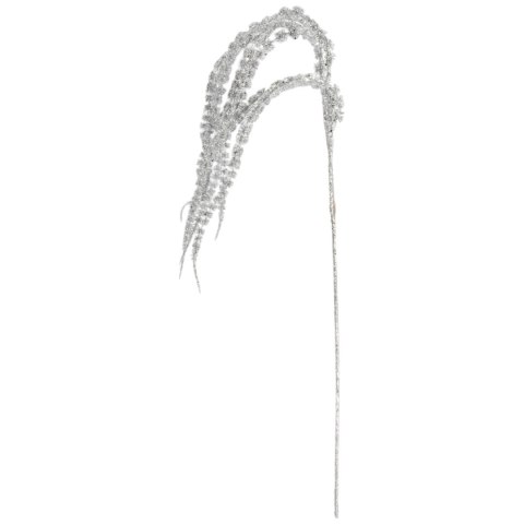 Gałązka świąteczna bogato zdobiona z brokatem SZARŁAT (amarantus) 99 cm kolor srebrny