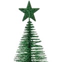 Choinka brokatowa dekoracja z gwiazdą w doniczce 15x7 cm zielona