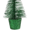 Choinka brokatowa dekoracja z gwiazdą w doniczce 15x7 cm zielona