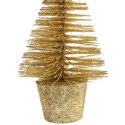 Choinka brokatowa dekoracja z gwiazdą w doniczce 15x7 cm złota